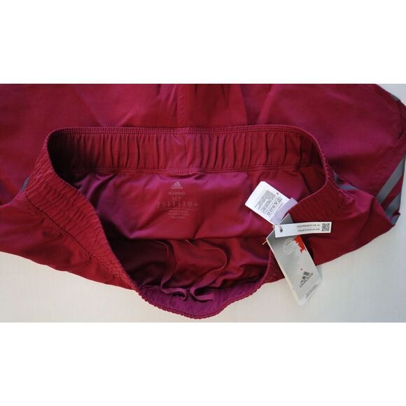 Adidas H57186 Women's Sz M Burgundy Run Icons 3-Stripes 3" Running Shorts - Picture 3 of 10